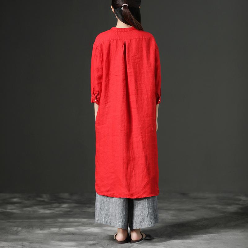 Red Leisure Loose Three-Quarter Casual Dresses For Women