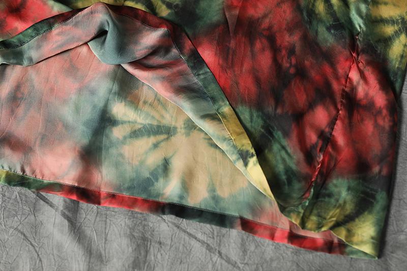 Women Floral Printing V Neck Long Loose Dress