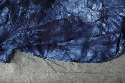 Cotton Retro Printing Loose Women Irregular Blue Dress