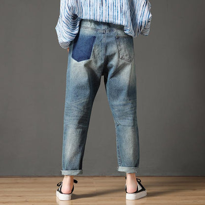 Cotton Blue Casual Summer Women Hole Jeans Pants