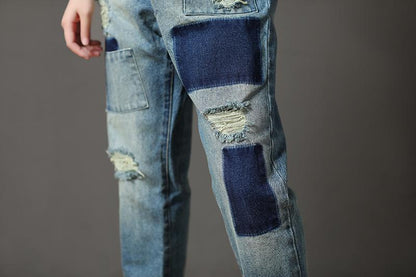 Cotton Blue Casual Summer Women Hole Jeans Pants