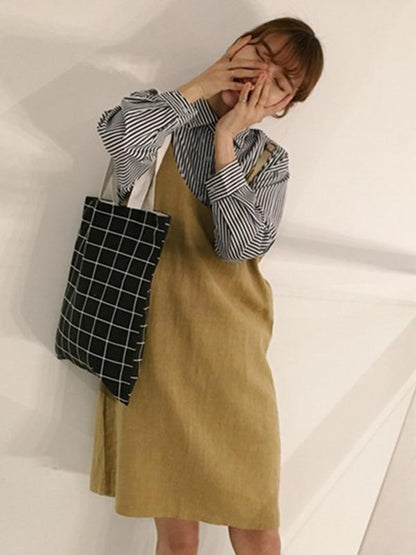 Simple Plaid Canvas Bag
