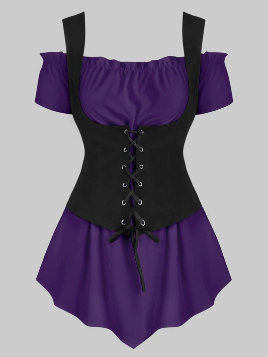 Vintage Contrast Color Bandage Two-Piece Mini Dresses