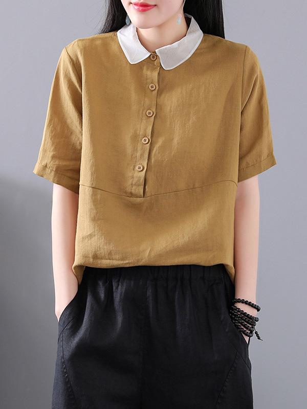 Cotton Linen Polo T-shirt