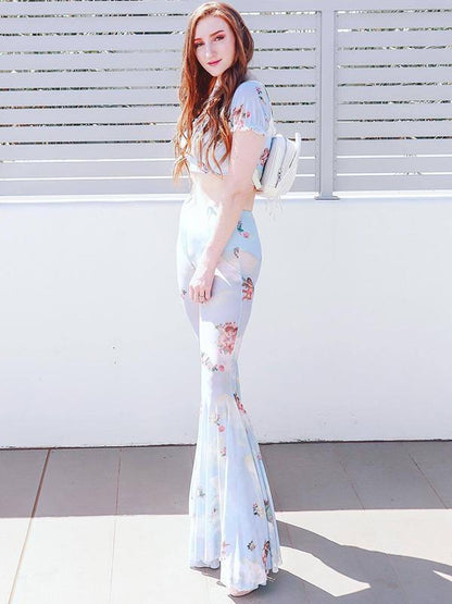 Printed Bell-bottoms Casual Pants