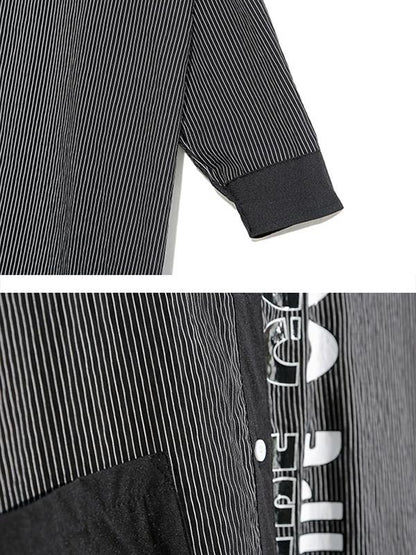 Casual Letter Printed Striped Blouses