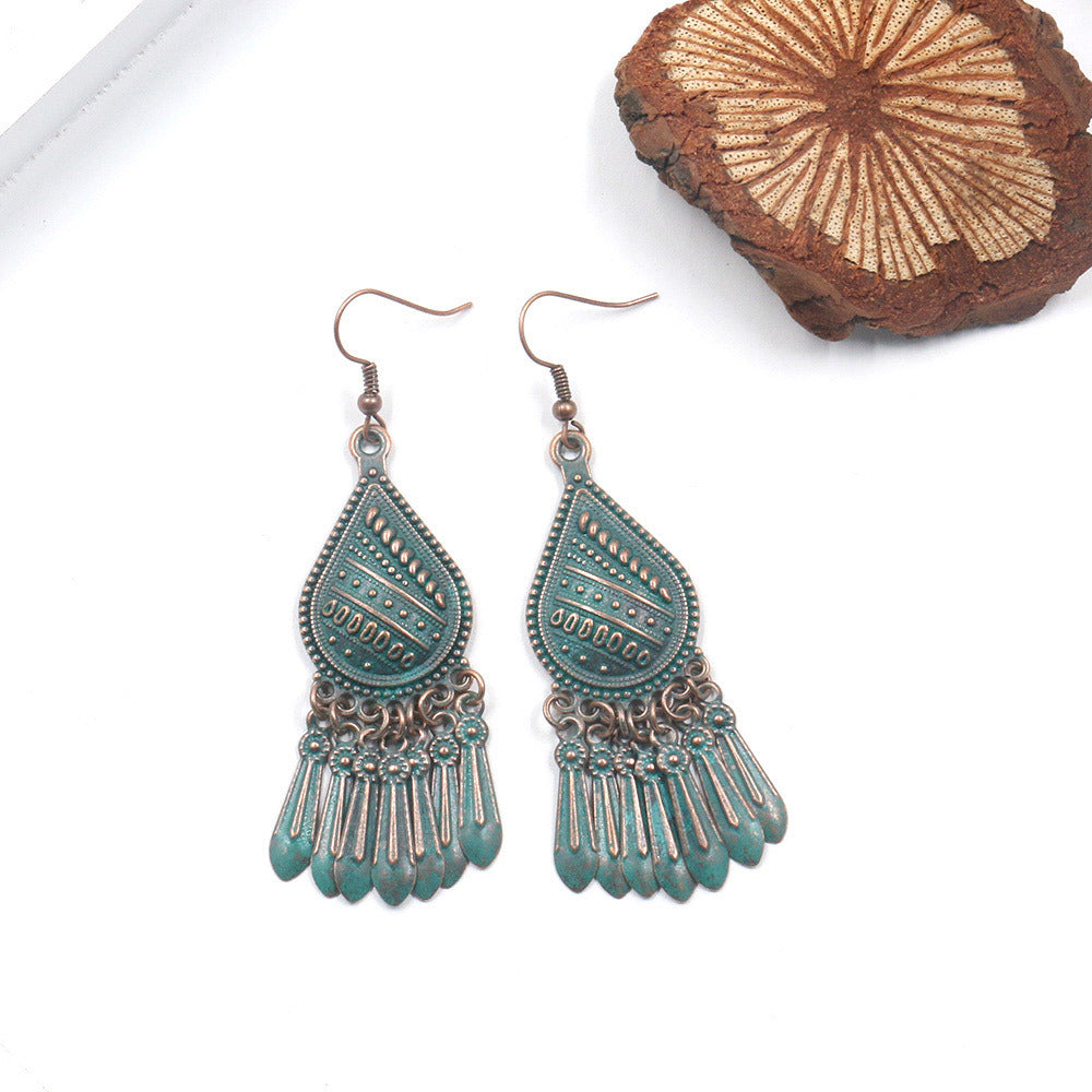 Retro water drop Tassel Earrings