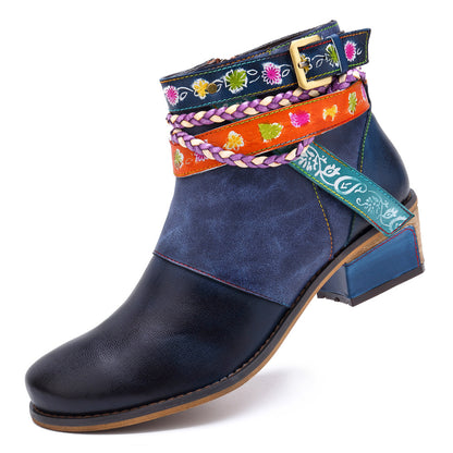 Fashion Handmade Full Leather Jeans Belt Boots