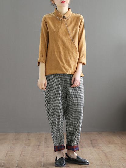 Embroidered Loose Cropped Shirt Top