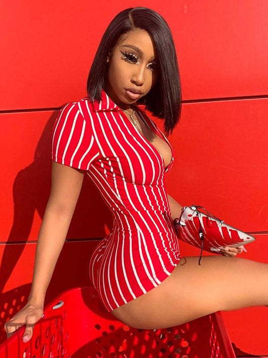 V-neck Striped Yoga Rompers