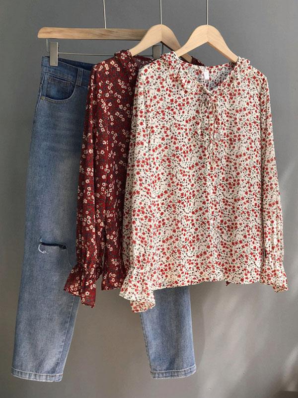 V-neck Floral Shirt