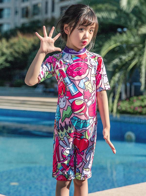 AONIHUA Graffiti Printed Jumpsuit Lovely Gril Swimwear