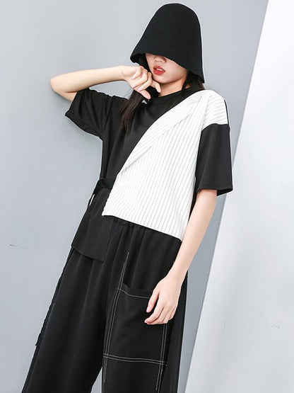 Casual Split-joint Cropped T-shirt