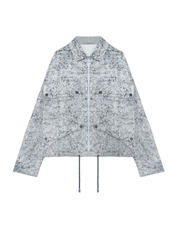 Original Stylish Cool Loose Split-Joint With Pocket Buttoned Drawstring Lapel Collar Long Sleeves Jacket Outwear