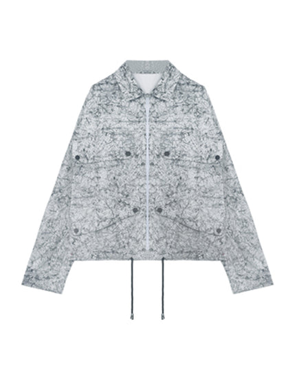 Original Stylish Cool Loose Split-Joint With Pocket Buttoned Drawstring Lapel Collar Long Sleeves Jacket Outwear