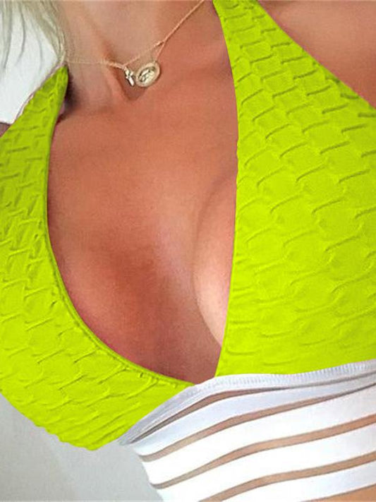 Printed Color Contrast Bandage Sports Bra