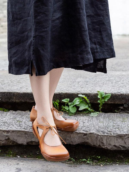 Genuine Leather Round Toe Sandals