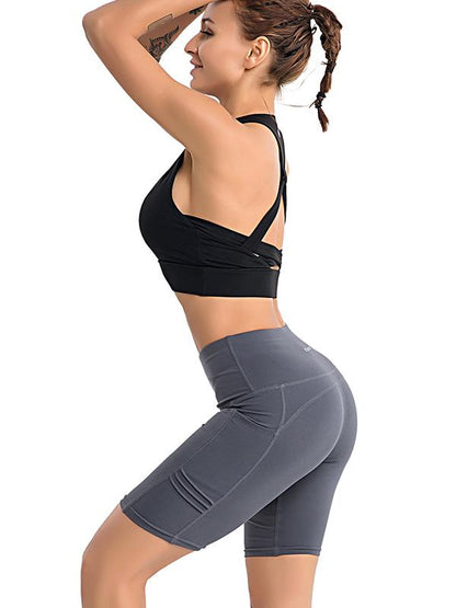 High Waist Solid Fitness Stretch Yoga Sport Shorts