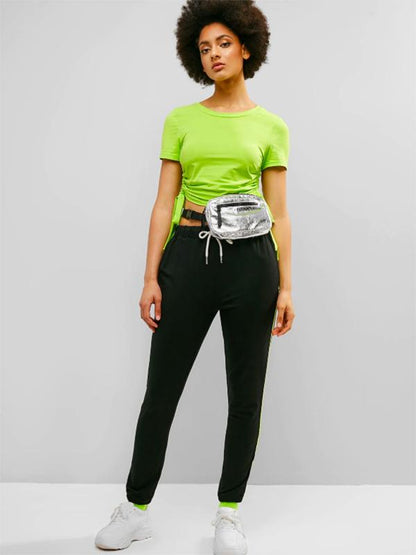 Side Drawstring Solid Tees