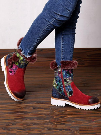 Bohemia Vintage Warm Leather Booties