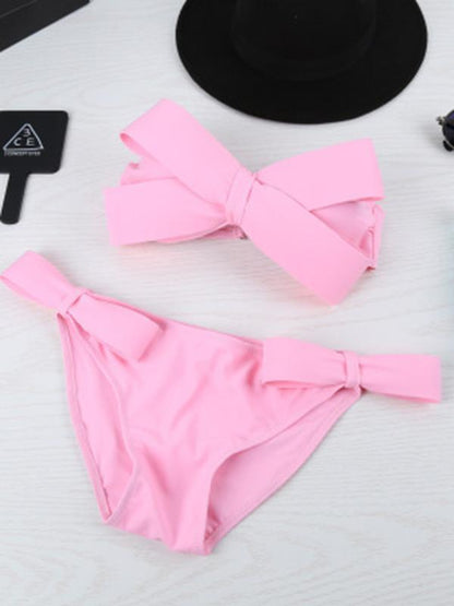 Plain Bowknot Bikinis Swimwear