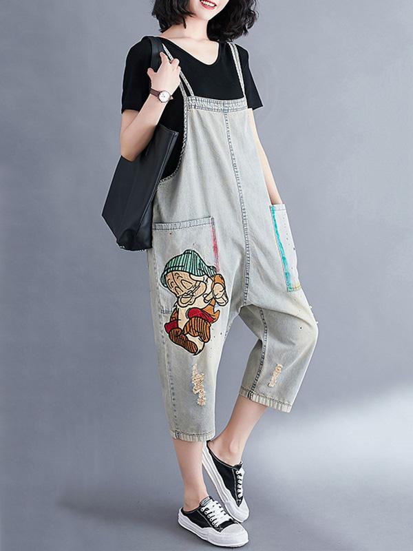 Original Cartoon Print Harem Jumpsuits