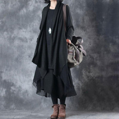Spring Women Sleeveless Dress Long Sleeve Cardigan Coat