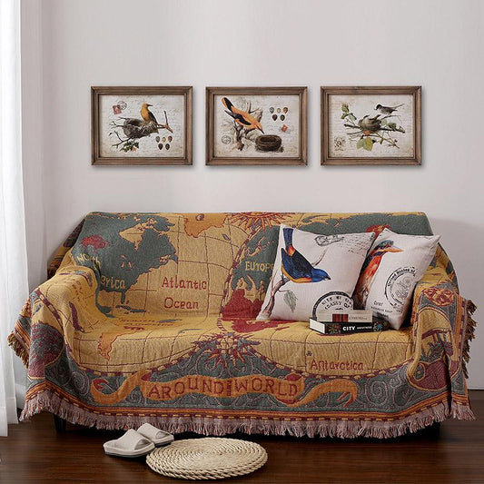 American Style Geometry Tassel Sofa Blanket