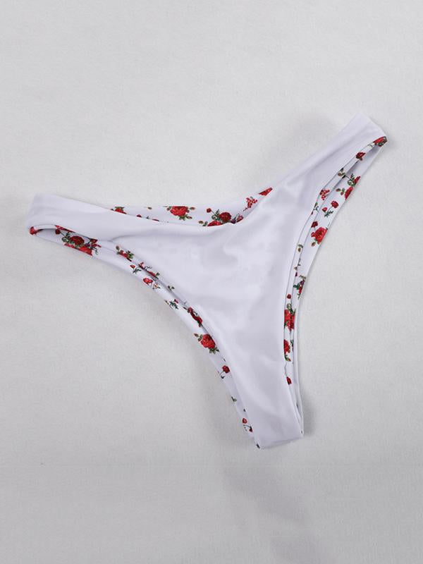 Floral-Print Triangle Split Bikini Swimsuit