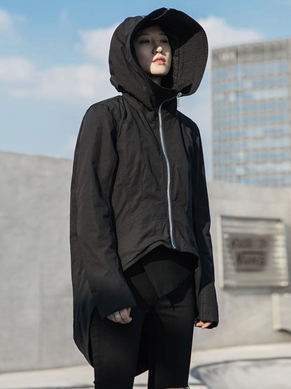 Fashion Solid Color Long Sleeves Zipper Quilted Coat