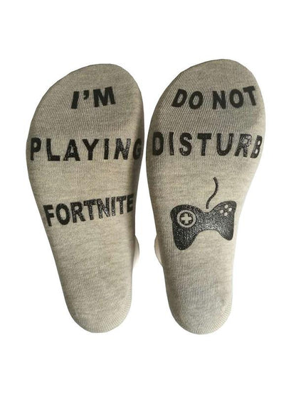 Letter Printed Solid Color Socks