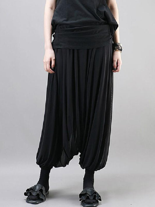 Black Loose Ruffled Harem Pants