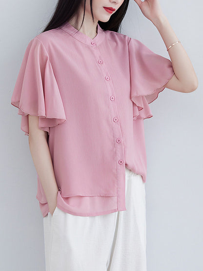 Original 14 Colors Falbala Lapel Blouse Tops