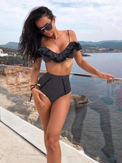 Polka-dot Falbala Bikinis Swimwear
