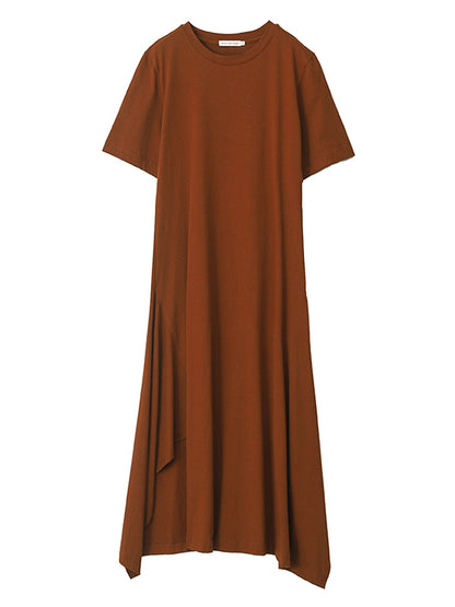 Urban Fashion Asymmetric H-Line Short Sleeves Midi Dress