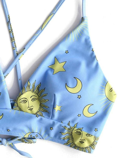 Lace Up High Cut Bikini Swimsuit