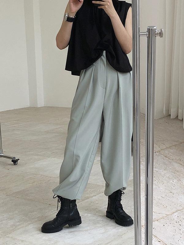 Casual Solid Column Pants Bottoms