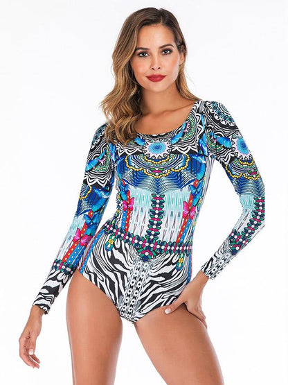 Tropical Printed Fashion One Piece Wetsuit