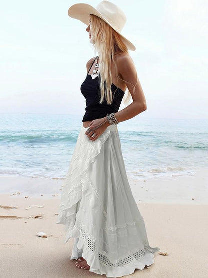 Asymmetric Falbala Hollow Skirt Bottoms