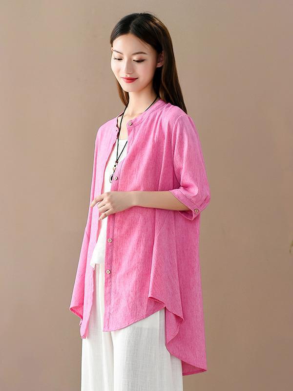 Vintage Irregularity Solid Blouses&Shirts Tops