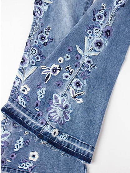 Fashion Embroidered Jean Pants Bottoms