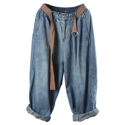Buykud Casual Travel Loose Solid Color Harem Jeans