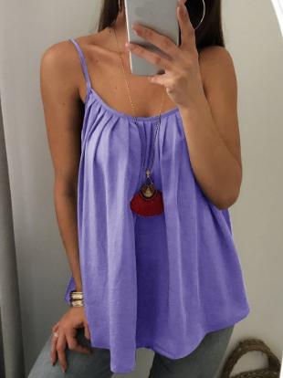 Sexy Loose Spaghetti-neck Solid Vest Top