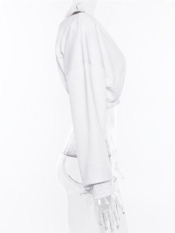 Sports V-Neck Hoodies&Sweatshirt Tops