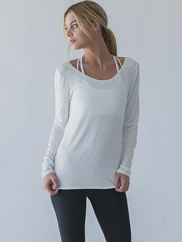 Solid Backless Loose Yoga Tee
