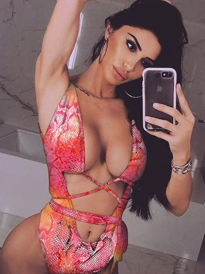 Leopard&Snakeskin Scrunch One Piece Swimsuit
