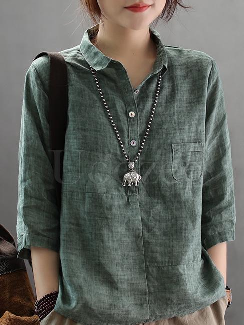 Linen Vintage Lapel Blouse