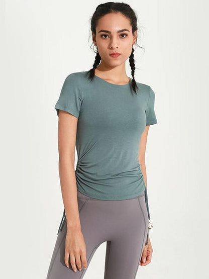 Solid Quick Dry Elastic Drawstring Yoga Tees