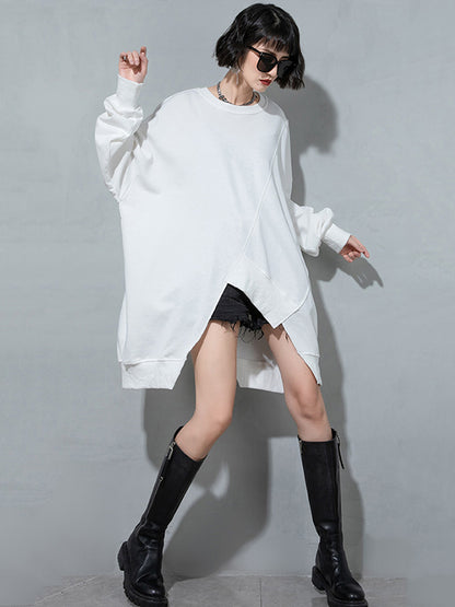 Urban Solid Color Split-Joint Long Sleeve T-Shirt Top