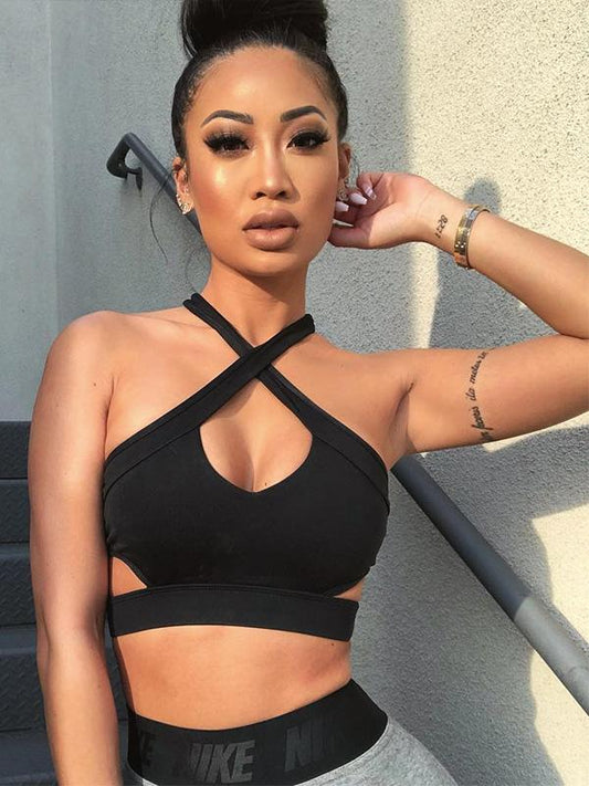 Sexy Solid Cross Halterneck Tank